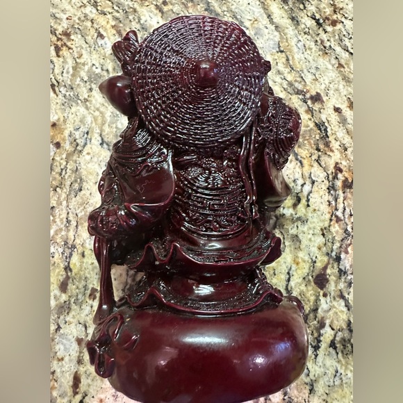 Vintage Ornate Intricate Buddha Laughing Statue 9” Red Figure Statue 4.2 Lbs. - Picture 10 of 16